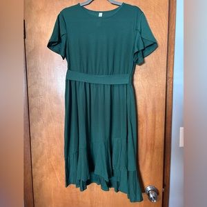 Tickled Teal medium dark green mid-length dress
